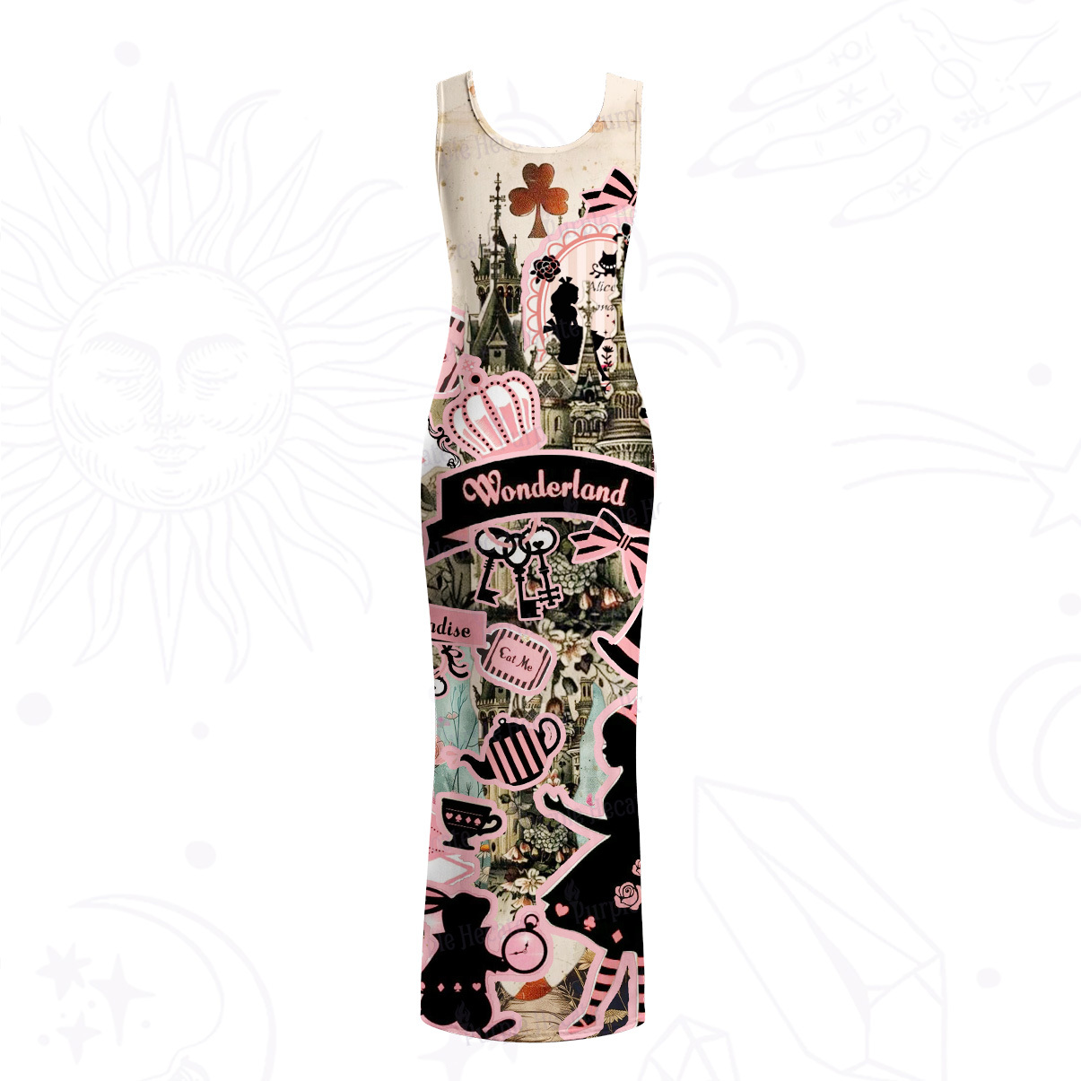 Purplehecate Wonderland Alice’s Tea Party Mesh Maxi Tank Beach Dress