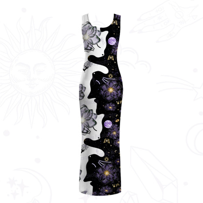 Purplehecate Starlit Cats & Butterflies Mesh Maxi Tank Beach Dress