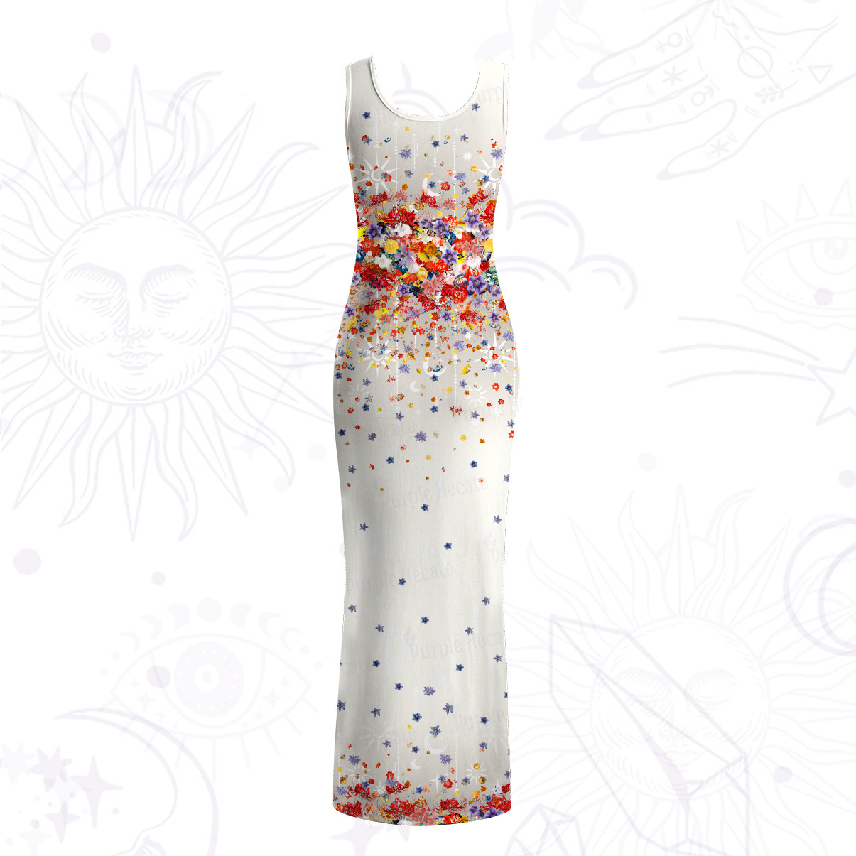 Purplehecate Spring Garden Mesh Maxi Tank Beach Dress