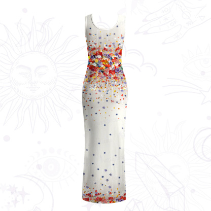Purplehecate Spring Garden Mesh Maxi Tank Beach Dress
