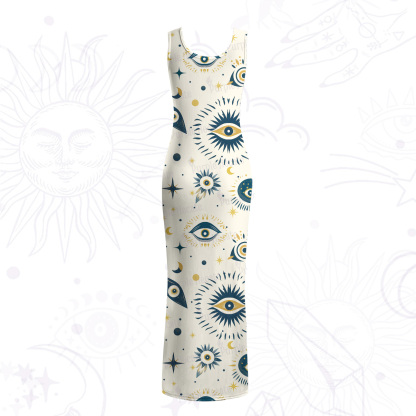 Purplehecate Evil Eye Tribal Mesh Maxi Tank Beach Dress