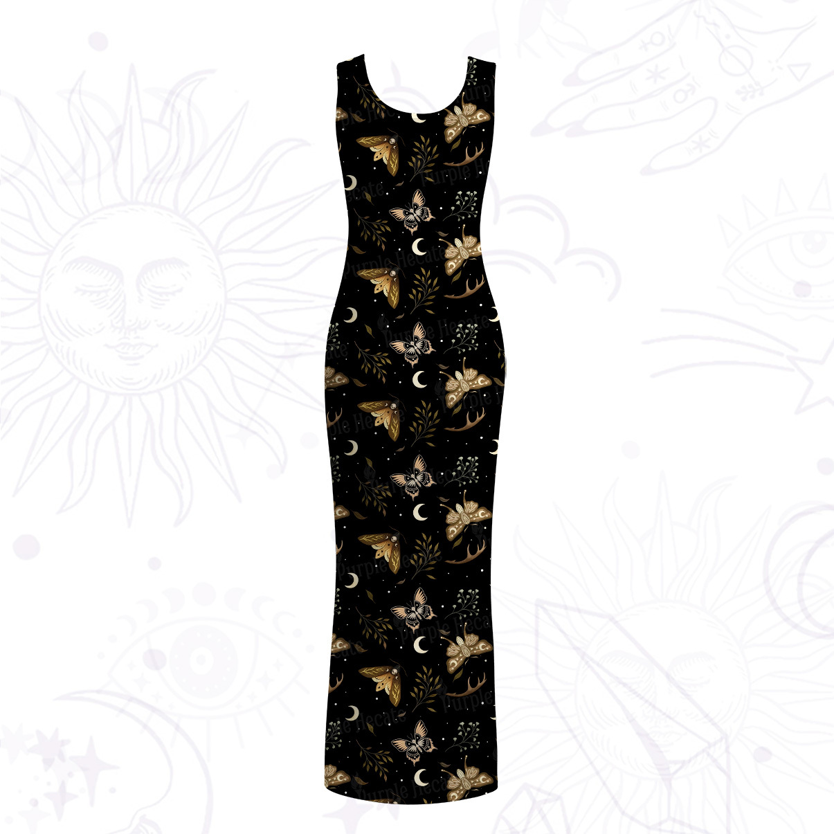 Purplehecate Moth Moon Mesh Maxi Tank Beach Dress