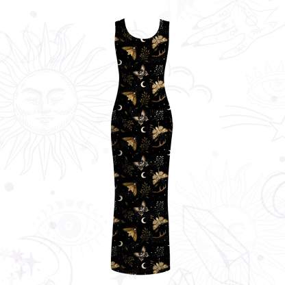 Purplehecate Moth Moon Mesh Maxi Tank Beach Dress