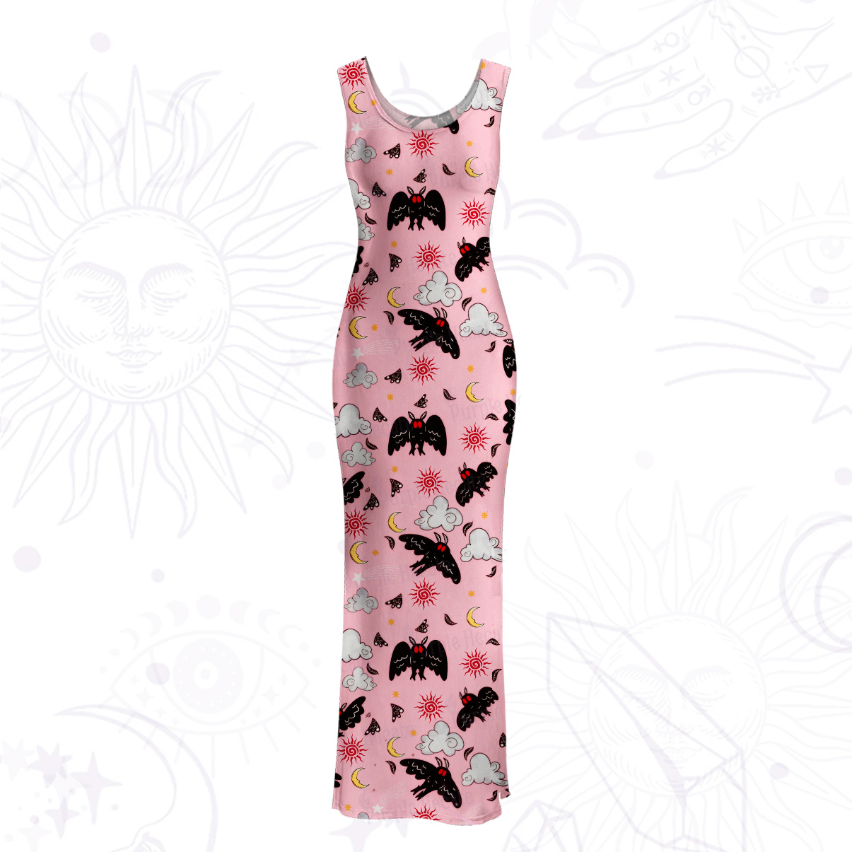 Purplehecate Cryptid Mothman Mesh Maxi Tank Beach Dress