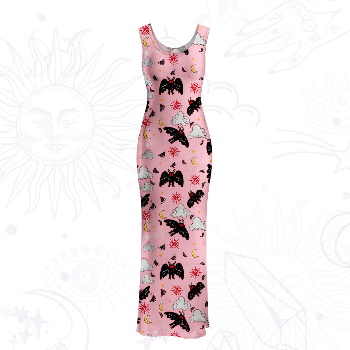 Purplehecate Cryptid Mothman Mesh Maxi Tank Beach Dress