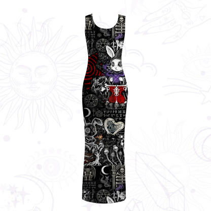 Purplehecate Gothic Cursed Bunny Ritual Mesh Maxi Tank Beach Dress