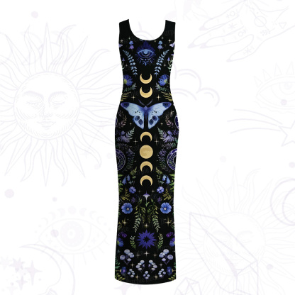 Purplehecate Moon Moth Witchery Mesh Maxi Tank Beach Dress