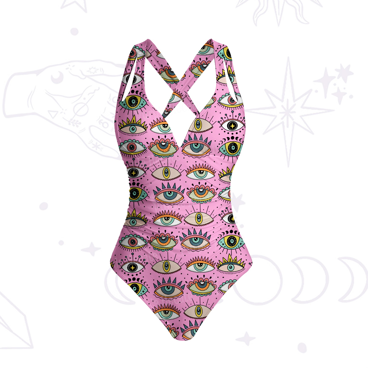 Purplehecate Evil Eye Pattern One-Piece Swimsuit