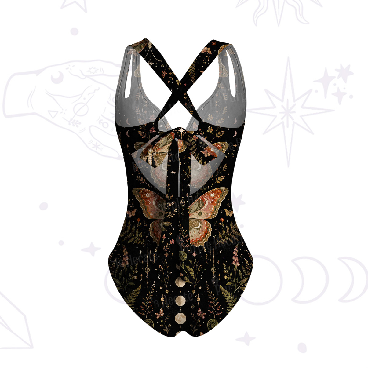 Purplehecate Moon Moth in the Enchanted Forest One-Piece Swimsuit