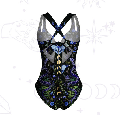 Purplehecate Moon Moth Witchery One-Piece Swimsuit