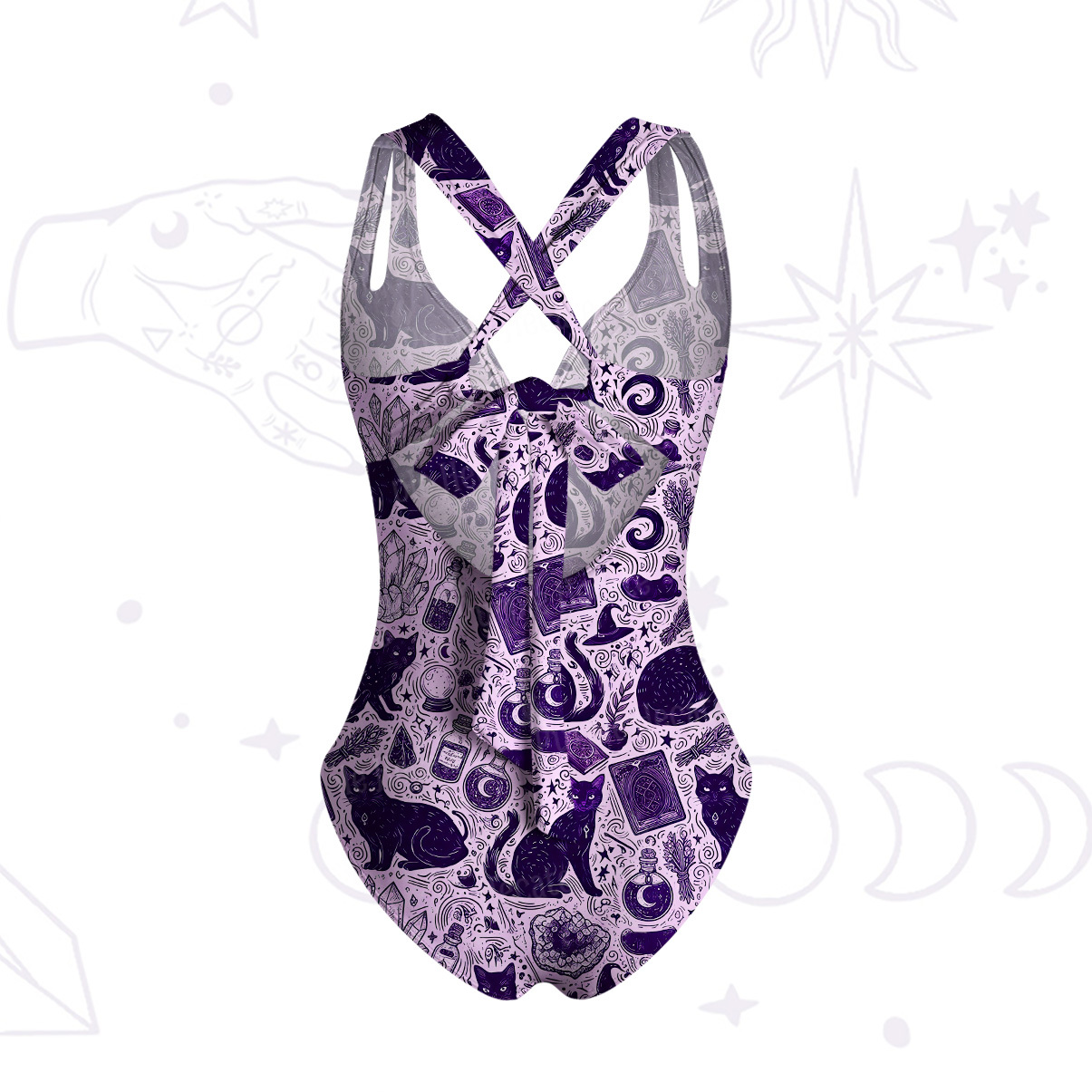 Purplehecate Midnight Black Cat Witch Potion One-Piece Swimsuit