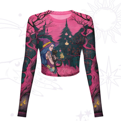 Purplehecate The Witch and Her Familia Mesh Long Sleeve Crop Top