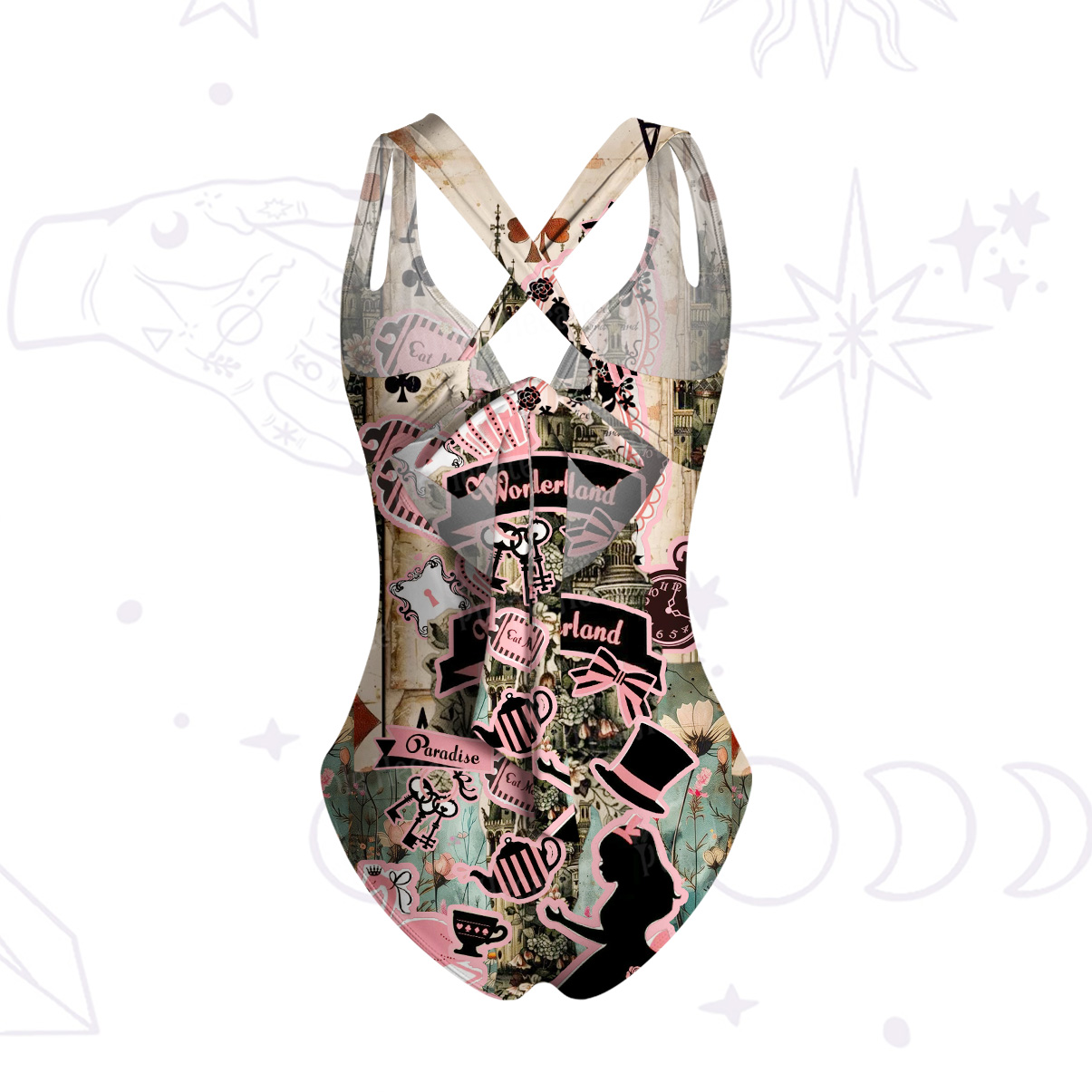 Purplehecate Wonderland Alice’s Tea Party One-Piece Swimsuit