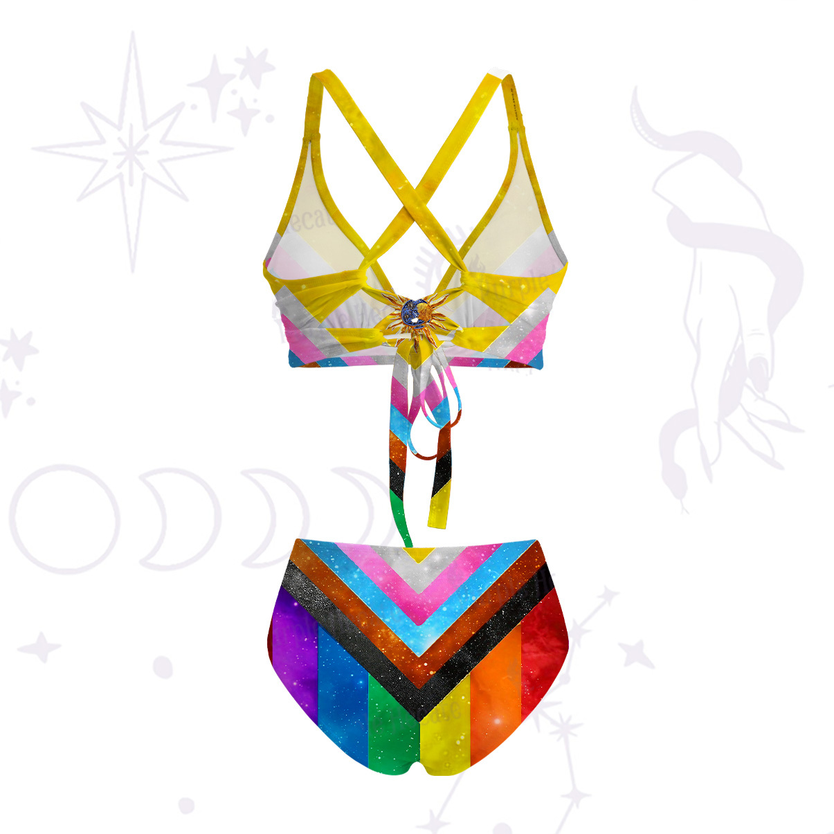 Purplehecate Progress Pride Sunburst Tie-Back Bikini Set