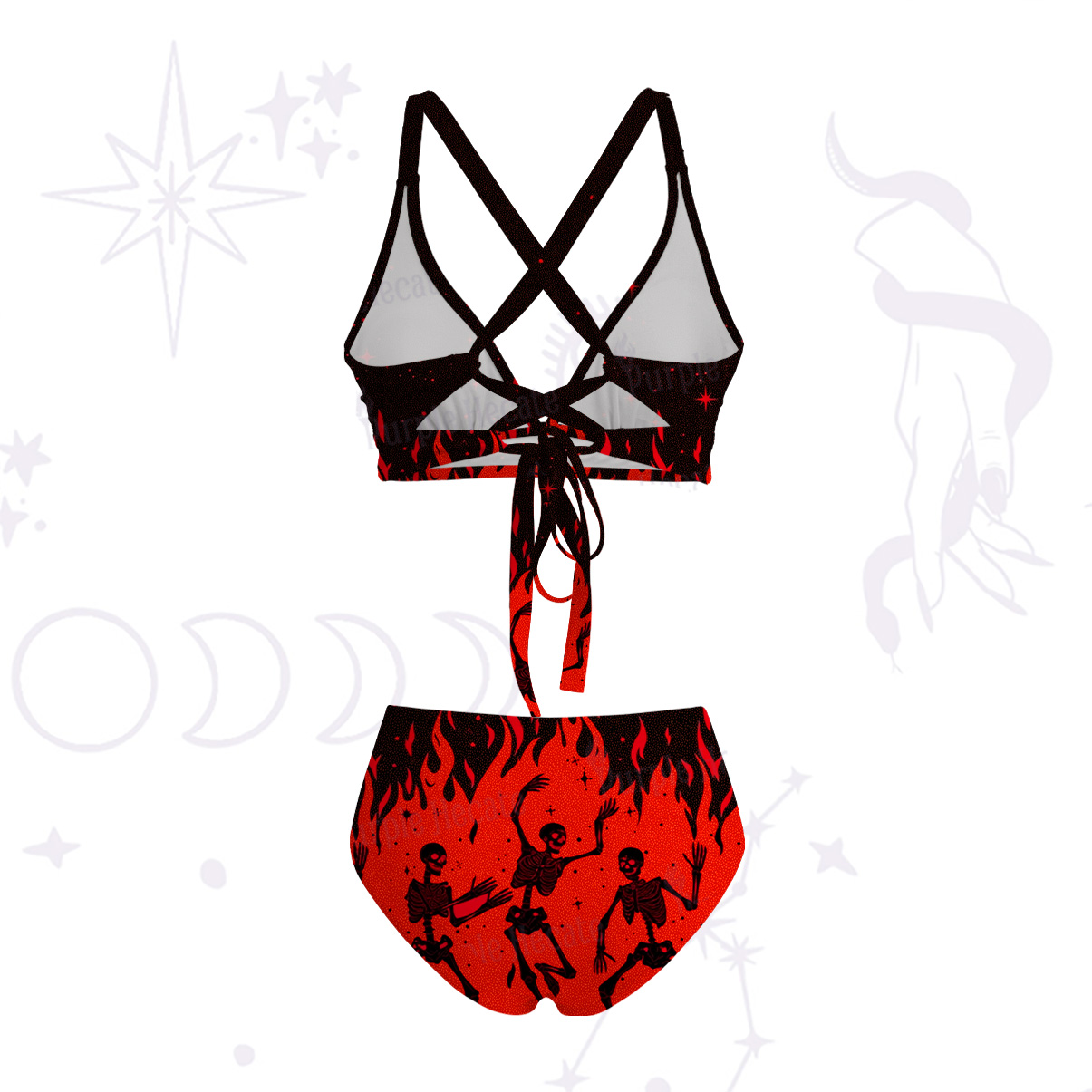 Purplehecate Infernal Revelry Crisscross Tie-Back Bikini Set