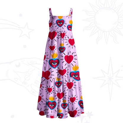 Purplehecate Sacred Flame of Love Wide Straps Maxi Dress