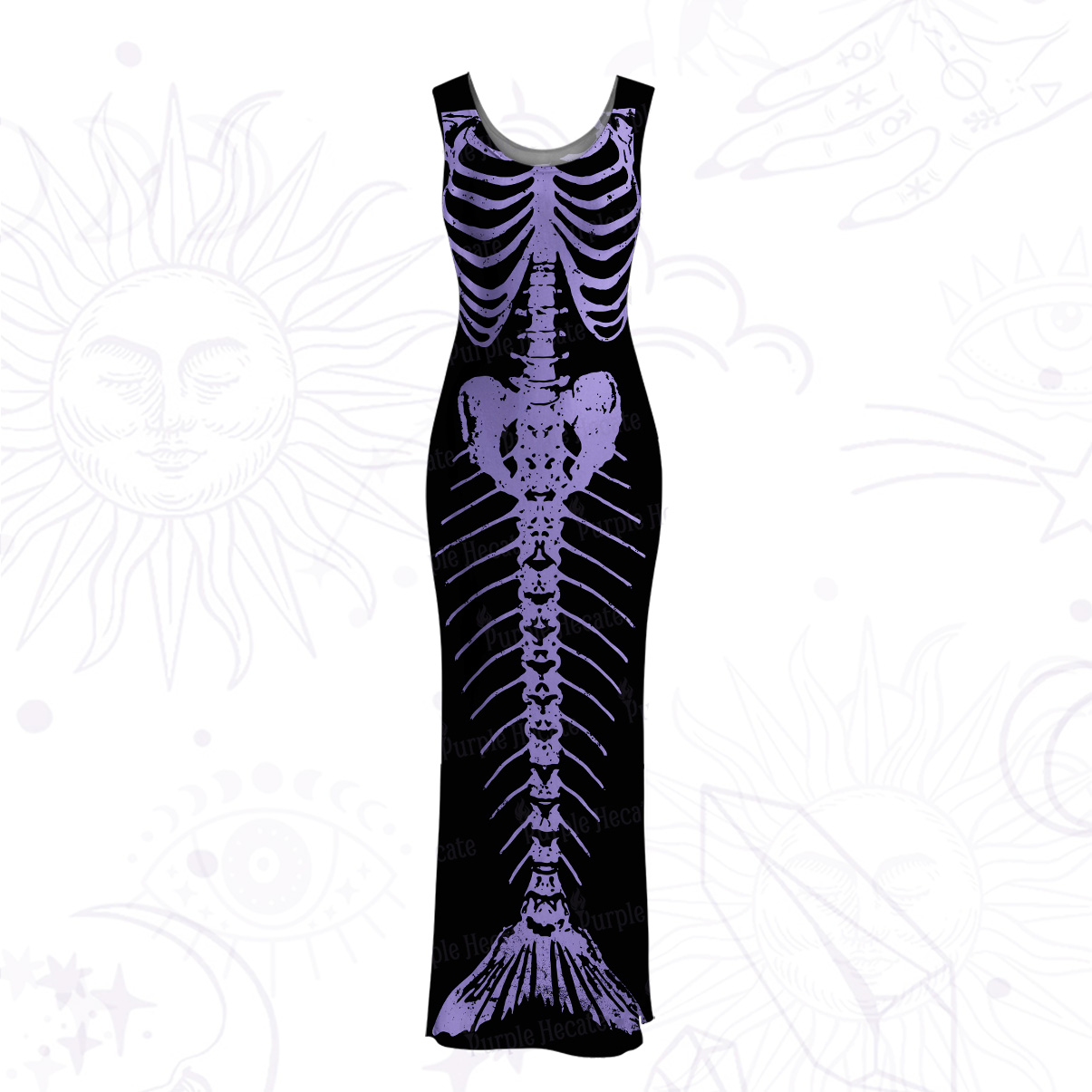 Purplehecate Mystic Mermaid Skeleton Mesh Maxi Tank Beach Dress