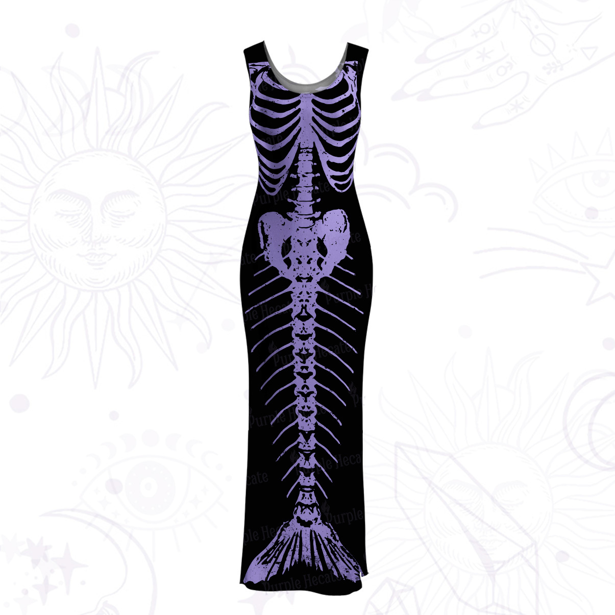 Purplehecate Mystic Mermaid Skeleton Mesh Maxi Tank Beach Dress