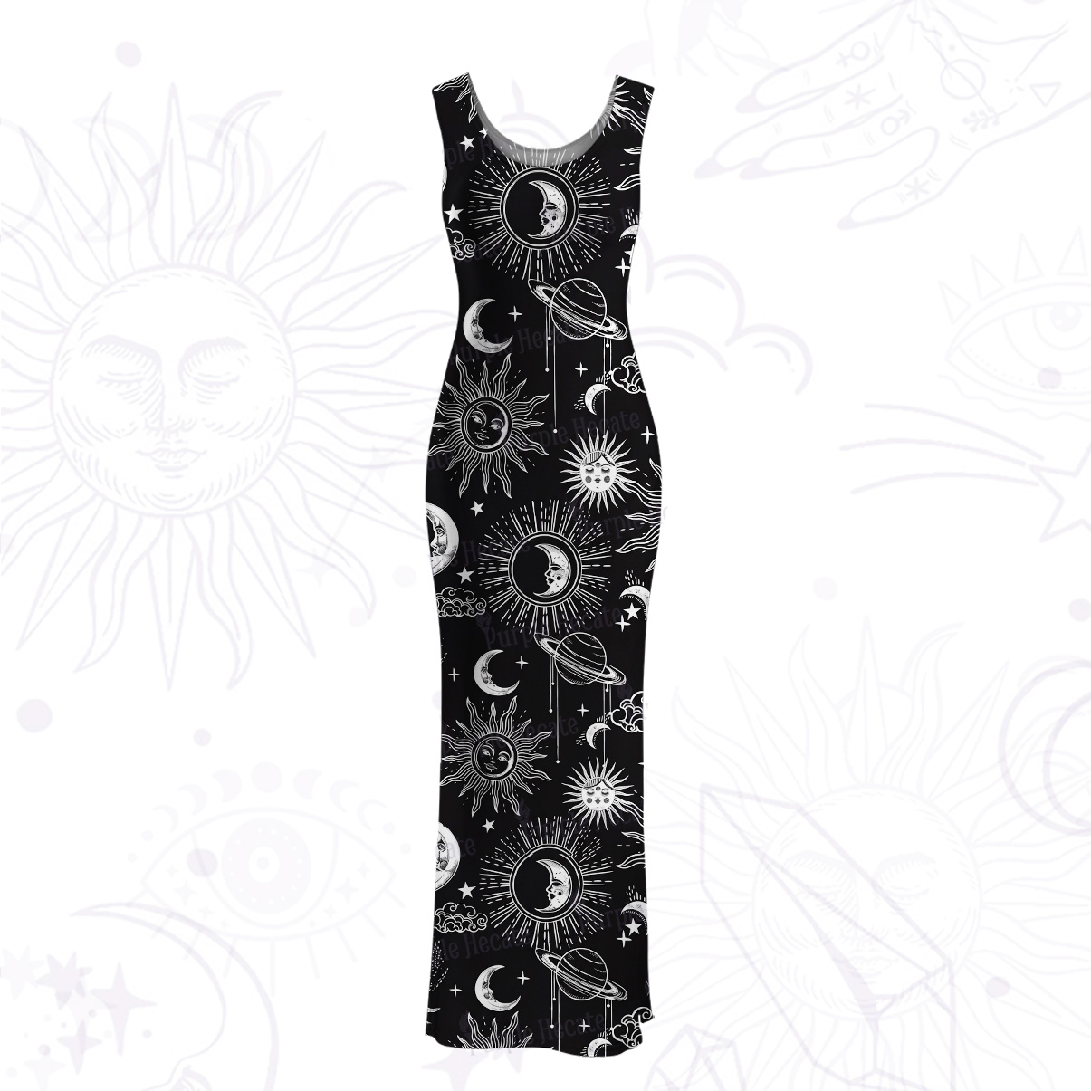 Purplehecate Celestial Moon Sun Mesh Maxi Tank Beach Dress