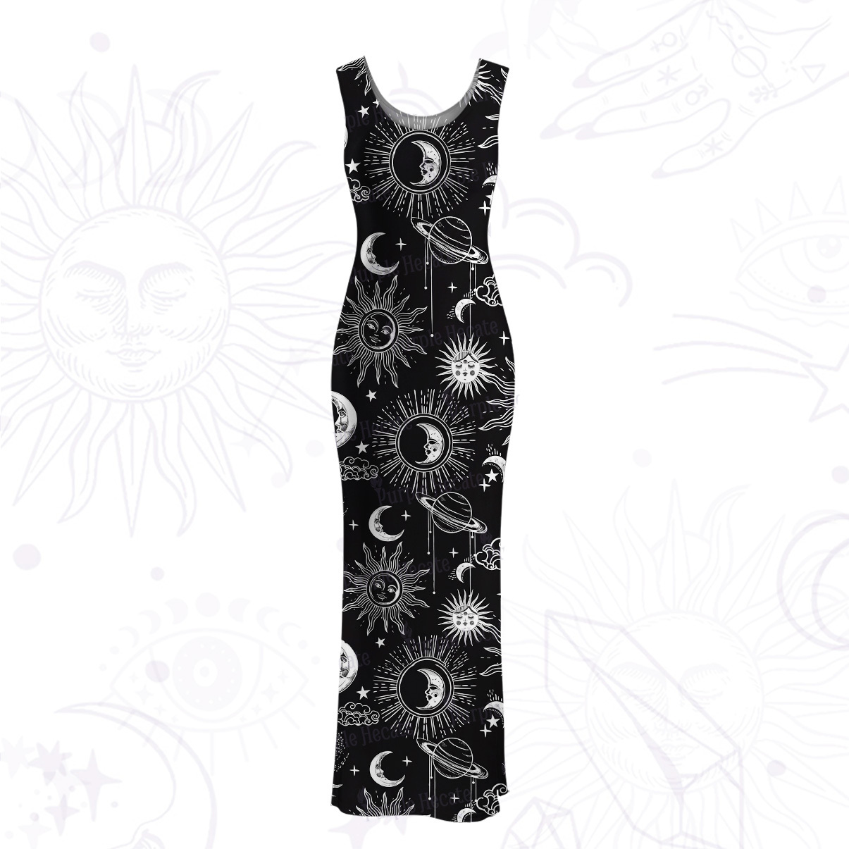 Purplehecate Celestial Moon Sun Mesh Maxi Tank Beach Dress