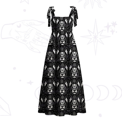 Purplehecate Mystic Boston Terrier Tie Shoulder Maxi Dress