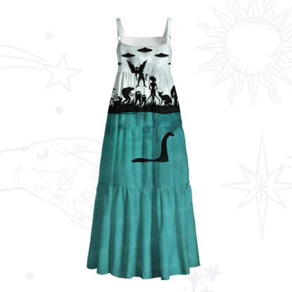 Purplehecate Alien Lake Monster Encounter Wide Straps Maxi Dress
