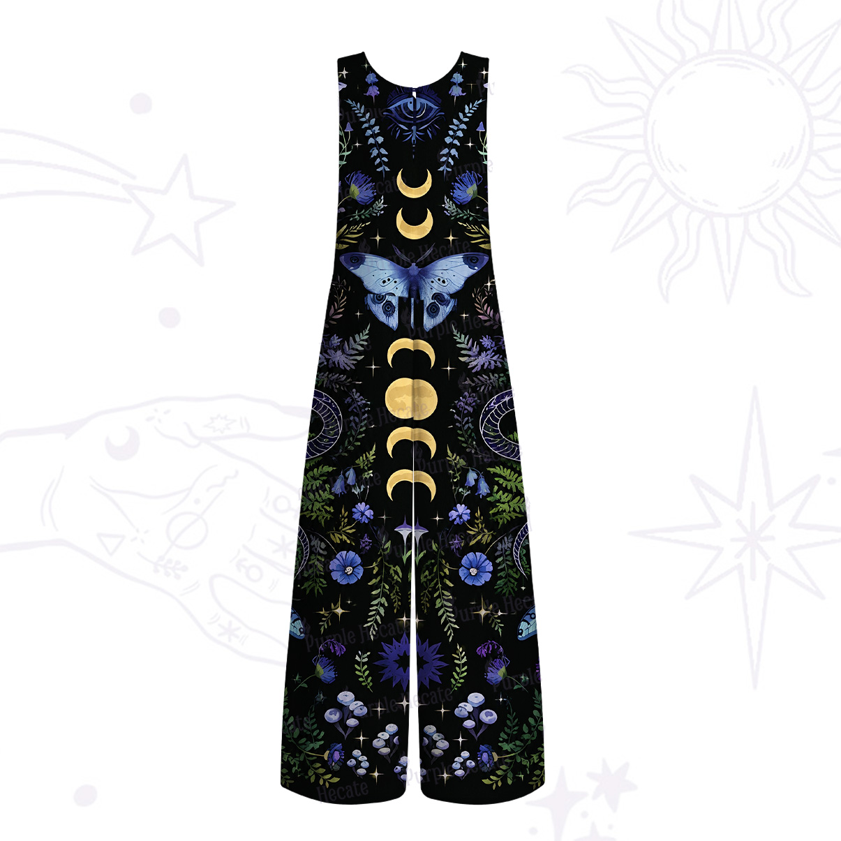 Purplehecate Moon Moth Witchery Wide Leg Jumpsuit
