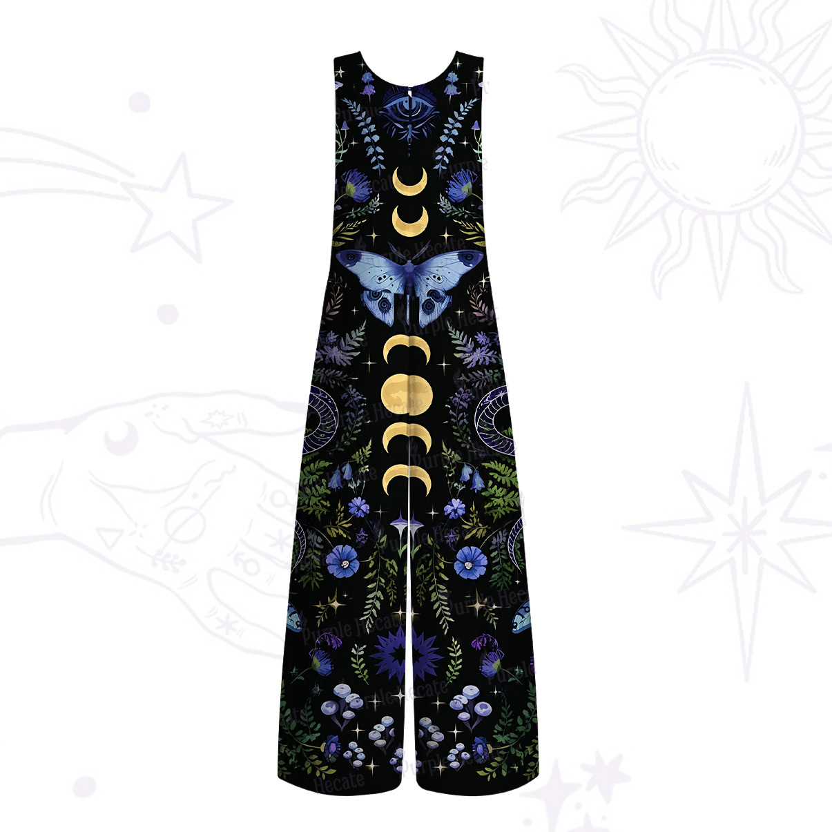 Purplehecate Moon Moth Witchery Wide Leg Jumpsuit