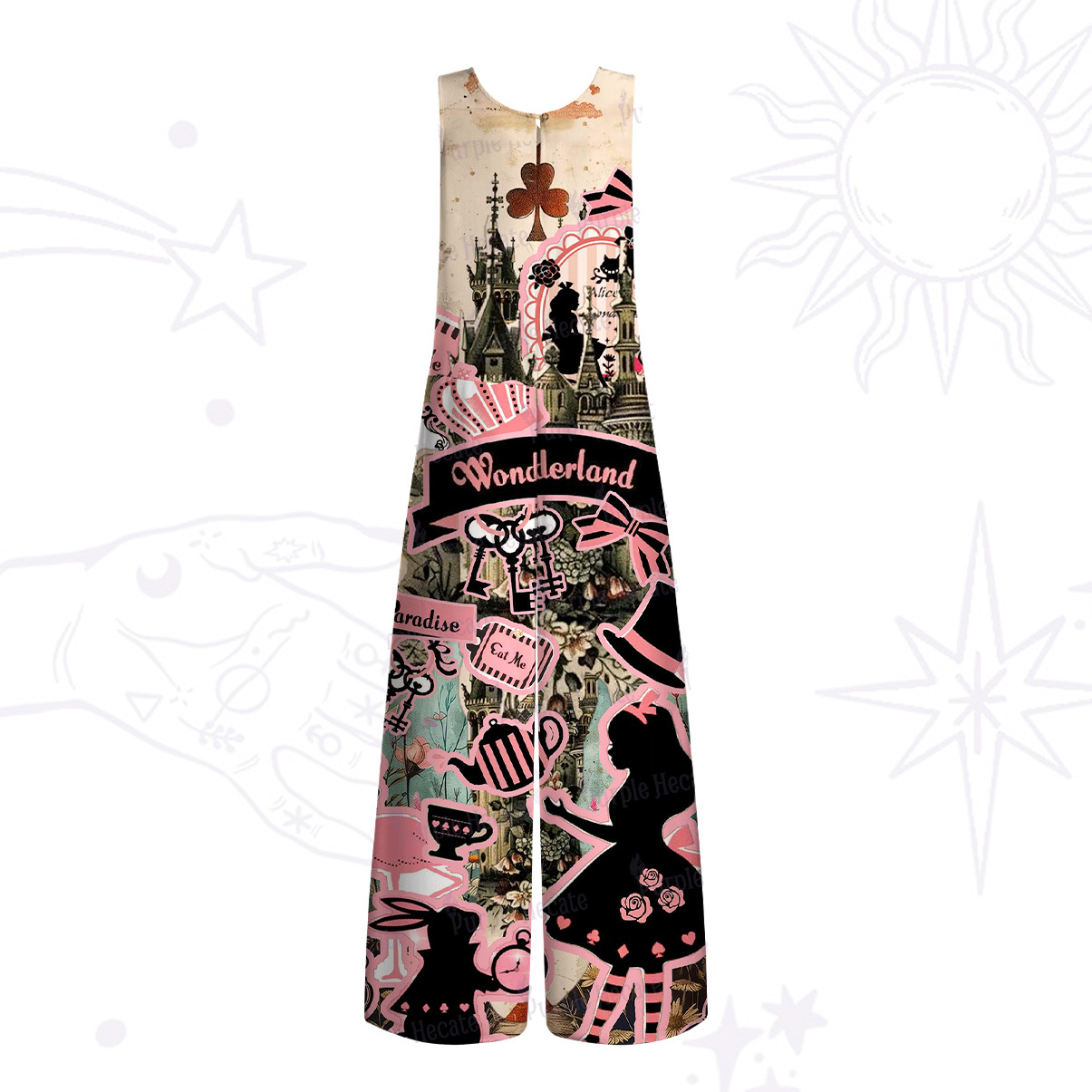 Purplehecate Wonderland Alice’s Tea Party Wide Leg Jumpsuit