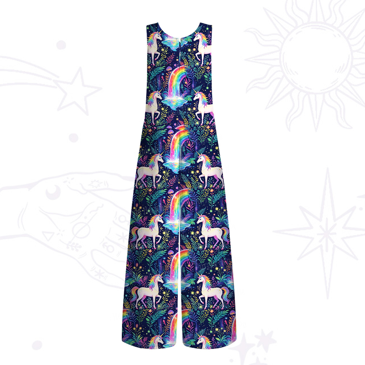 Purplehecate Rainbow Forest Unicorn Wide Leg Jumpsuit