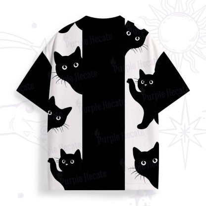Purplehecate Peekaboo Cats All Over Print T-Shirt