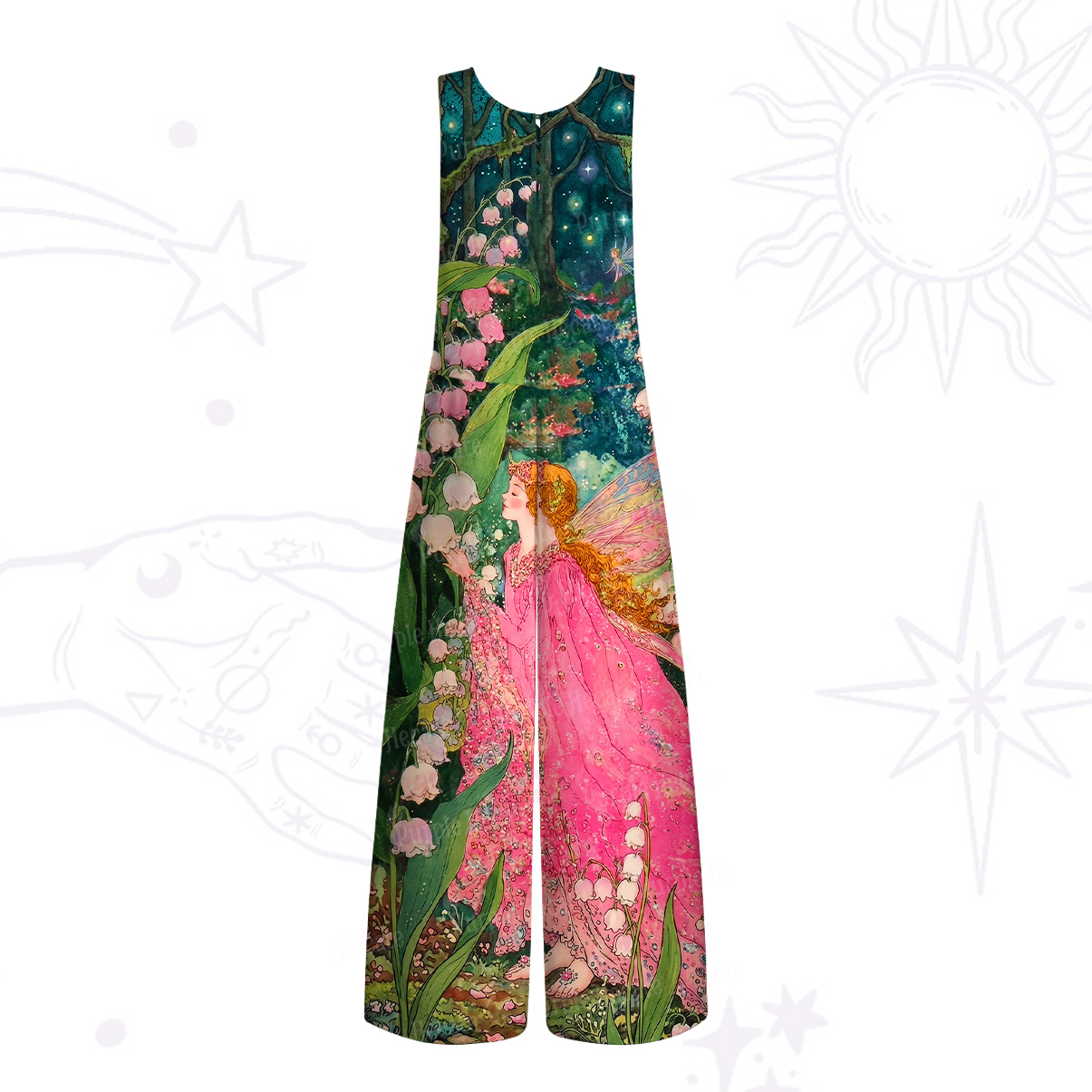 Purplehecate Mystic Secret Lily Fairy Forest Wide Leg Jumpsuit
