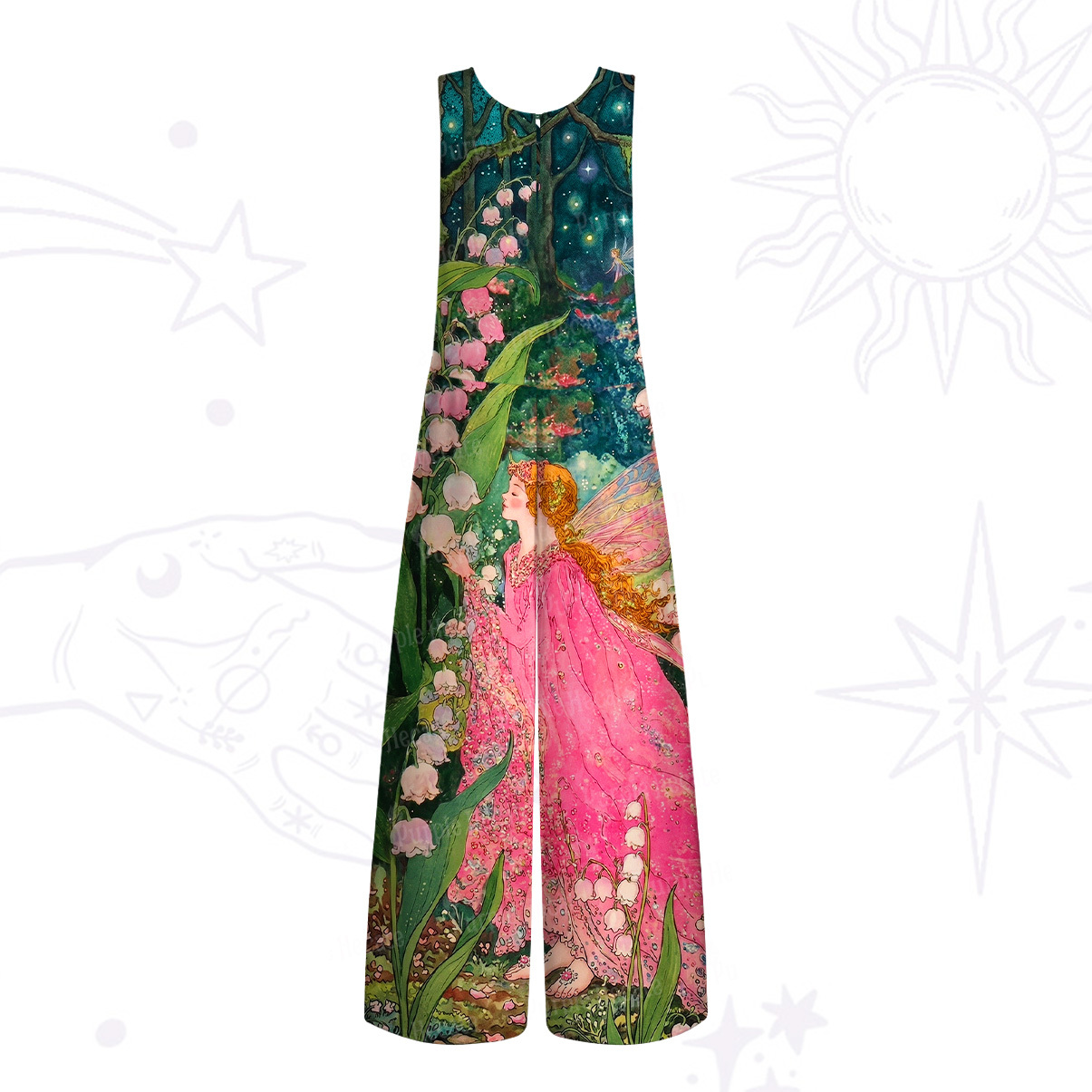 Purplehecate Mystic Secret Lily Fairy Forest Wide Leg Jumpsuit