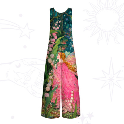 Purplehecate Mystic Secret Lily Fairy Forest Wide Leg Jumpsuit