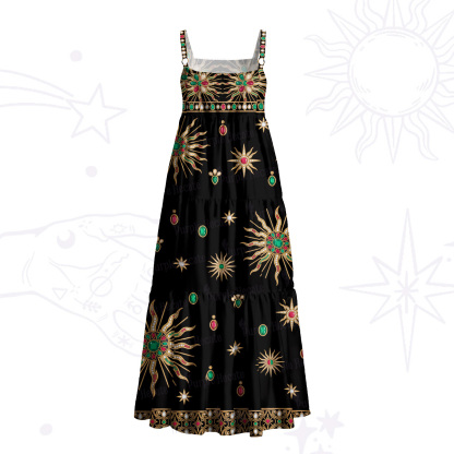 Purplehecate Gemstone Sun Totem Wide Straps Maxi Dress