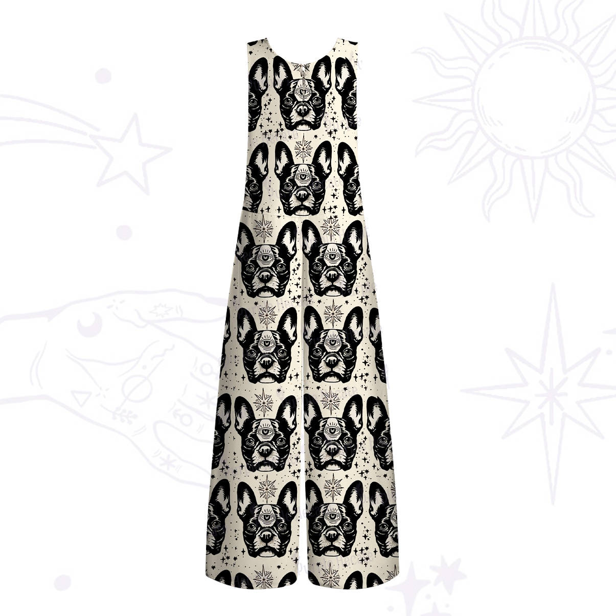 Purplehecate Mystic Boston Terrier Wide Leg Jumpsuit