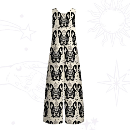 Purplehecate Mystic Boston Terrier Wide Leg Jumpsuit
