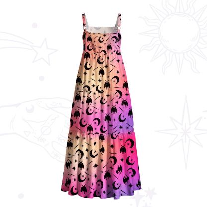 [Copy]Purplehecate Hypnotic Red Eyes Cat Wide Straps Maxi Dress