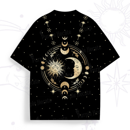 Purplehecate Celestial Sun and Moon All Over Print T-Shirt