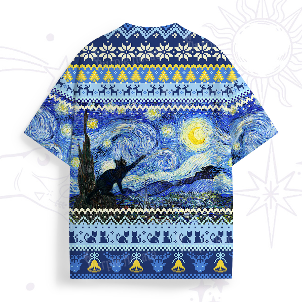 Purplehecate Witch Cat Under the Starry Night All Over Print T-Shirt