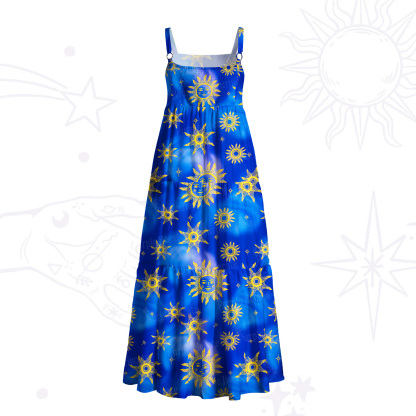 Purplehecate Celestial Sea Sun Totem Wide Straps Maxi Dress
