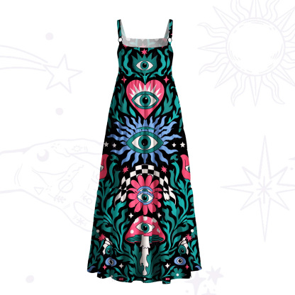 Purplehecate Psychedelic All Eyes on You Wide Straps Maxi Dress
