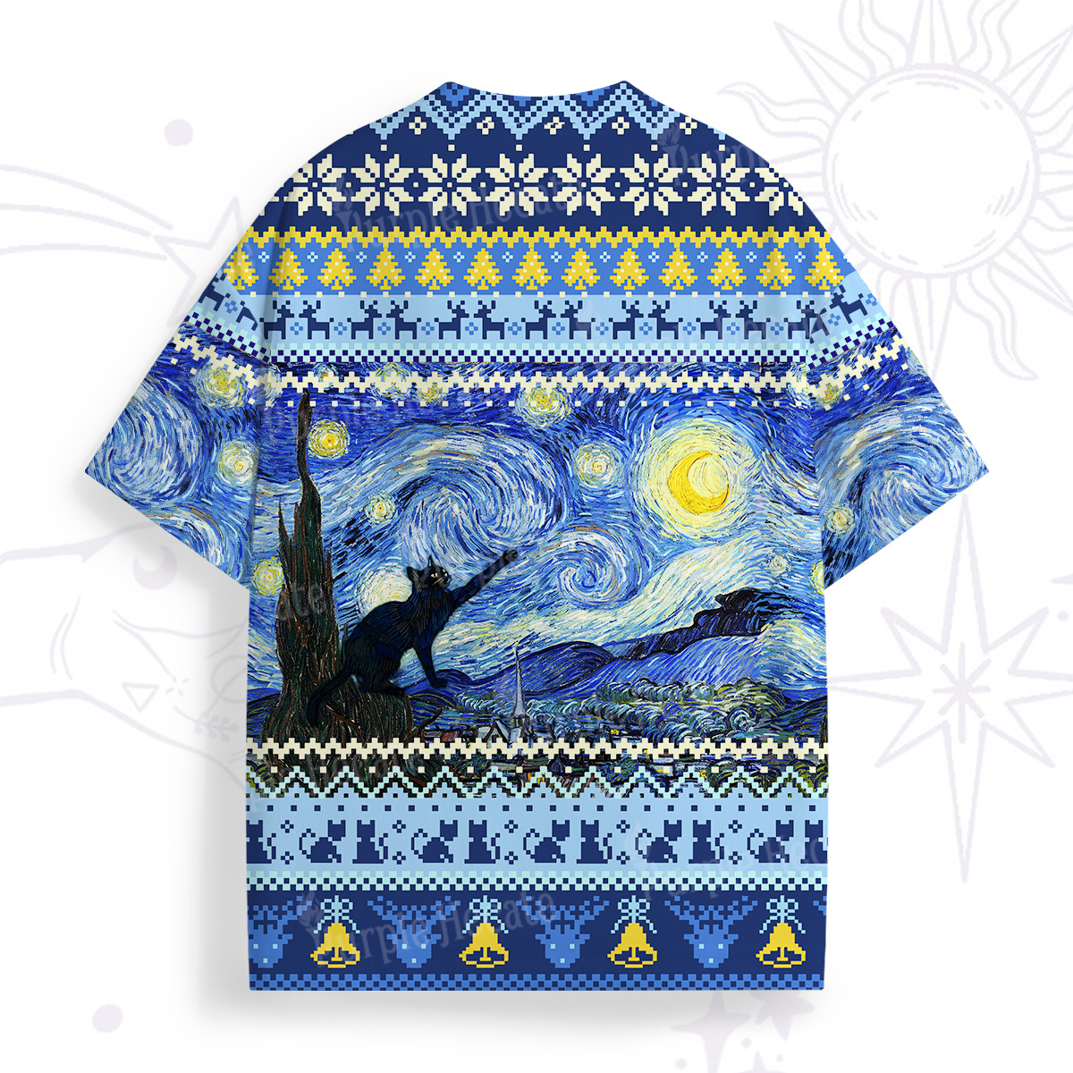 Purplehecate Witch Cat Under the Starry Night All Over Print T-Shirt
