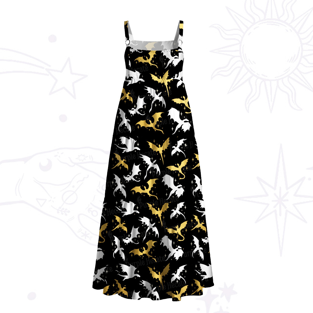 Purplehecate Dragon Rider Wide Straps Maxi Dress