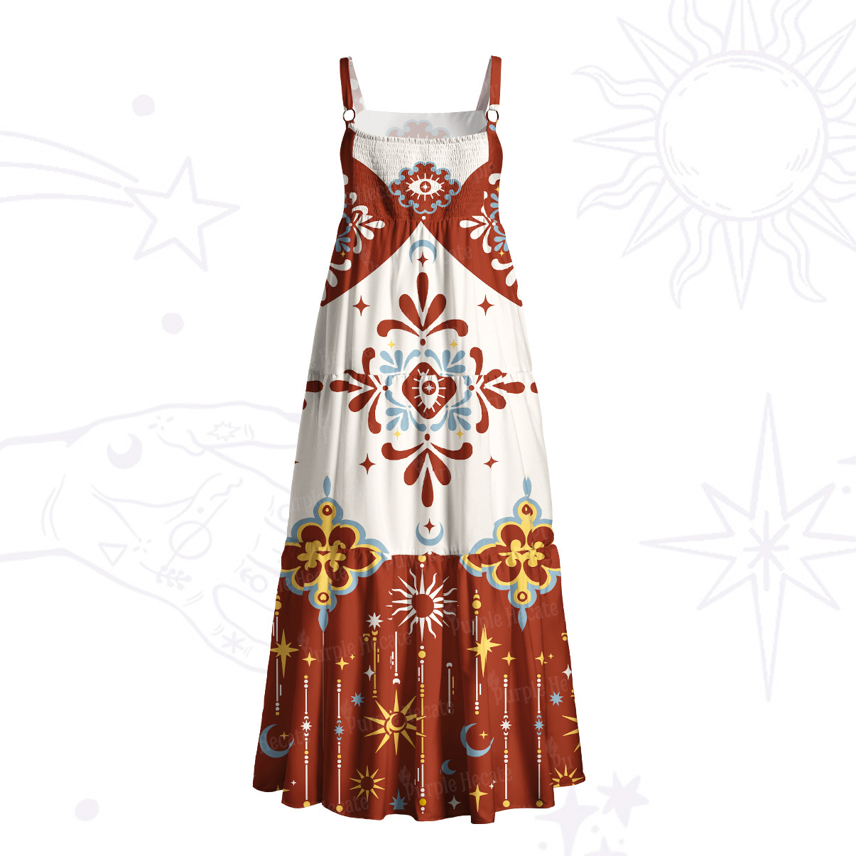 Purplehecate Celestial Oracle Wide Straps Maxi Dress