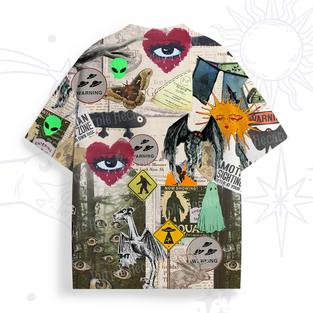 Purplehecate Cryptid Warning Collage All Over Print T-Shirt