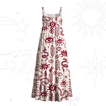 Purplehecate Witchy Sigils and Serpents Wide Straps Maxi Dress