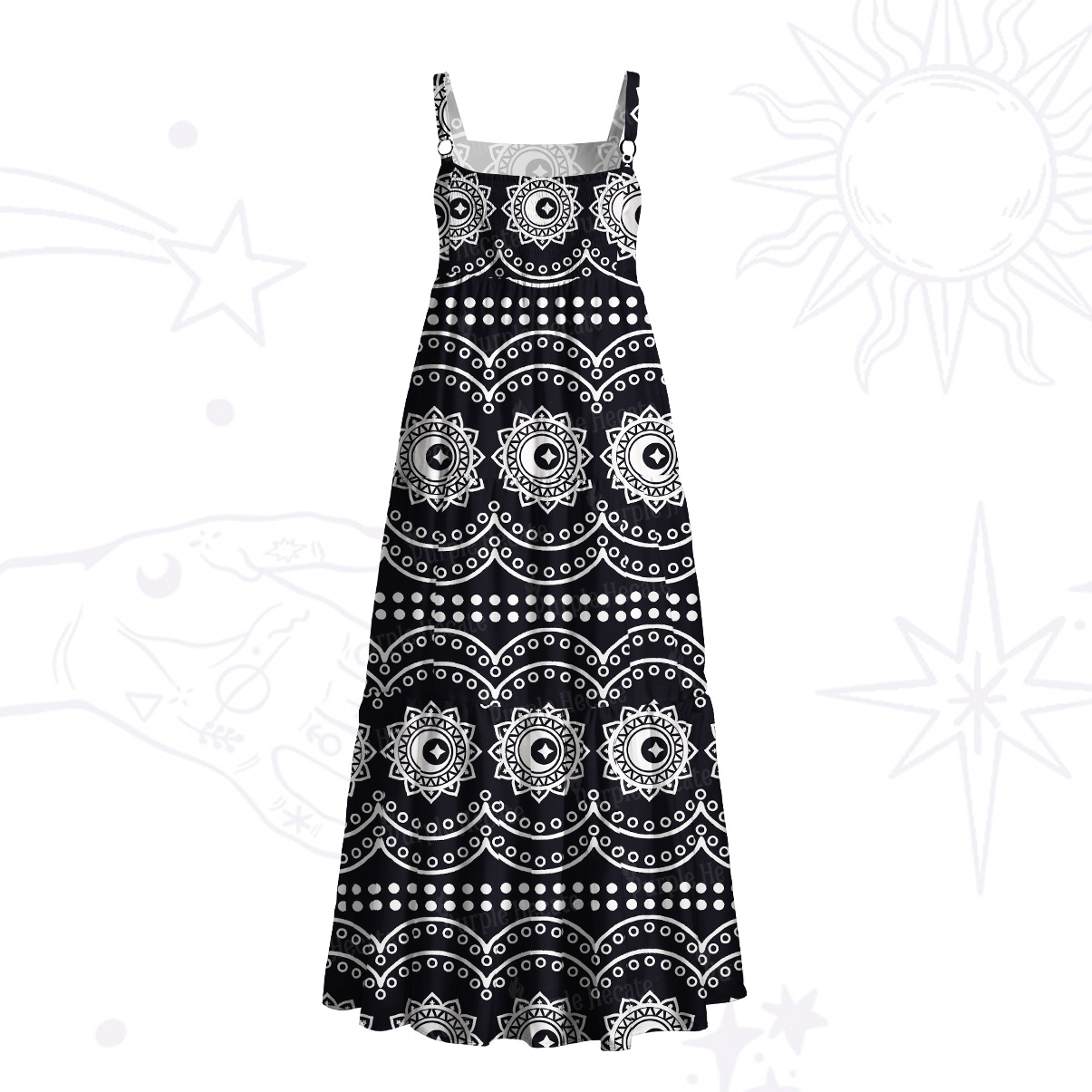 Purplehecate Mystic Tribal Mandala Wide Straps Maxi Dress