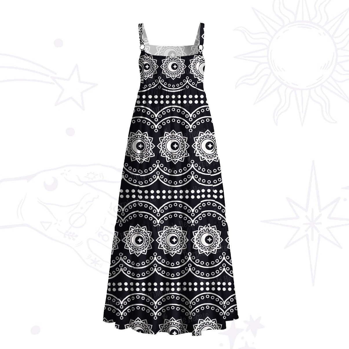 Purplehecate Mystic Tribal Mandala Wide Straps Maxi Dress