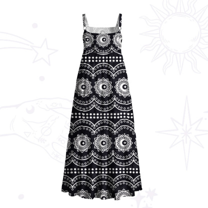 Purplehecate Mystic Tribal Mandala Wide Straps Maxi Dress